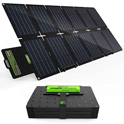 Topsolar SolarFairy 100W Portable Foldable Solar Panel Charger Kit 18V DC Output for Portable Generator Power Station + 12V RV Boat Car Battery + USB & Type C for Cell Phone Tablet