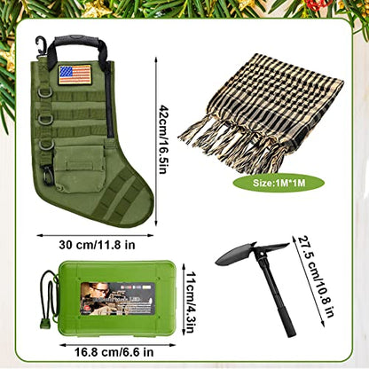 Tactical Christmas Stocking Pre Filled with Survival Kit and Flag Patch Army Stuff Military Stuff Military Gifts for Men, Him, Soldiers, Military or Survivalists (Stocking Style)
