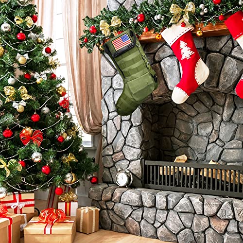 Tactical Christmas Stocking Pre Filled with Survival Kit and Flag Patch Army Stuff Military Stuff Military Gifts for Men, Him, Soldiers, Military or Survivalists (Stocking Style)
